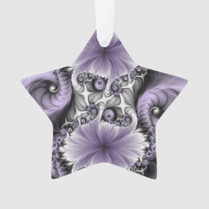 Ornamento Ilusão Lilás Arte Floral Abstrata Fractal Estrela