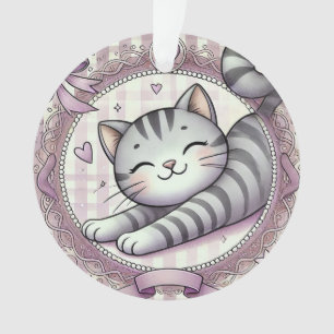 Ornamento Ilustração Adorável de Gato Persa de Desenho Anima