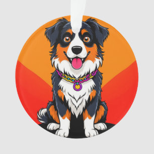 Ornamento Ilustração Alegre de Cachorro em Cartoon