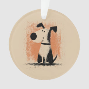 Ornamento Ilustração de Cachorro Fofo – Arte Minimalista de
