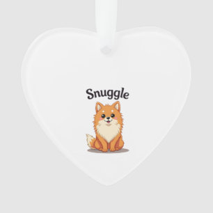 Ornamento Ilustração de cachorro fofo pomerânia Snuggle Vint