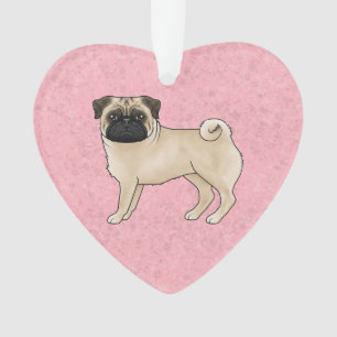 Ornamento Ilustração De Cachorro Pug Com Texto Personalizado