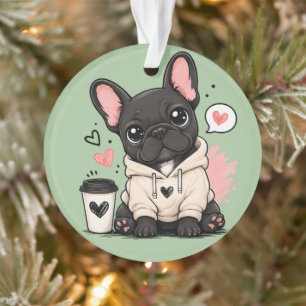 Ornamento Ilustração de Camisola de Capuz de Bulldog Francês