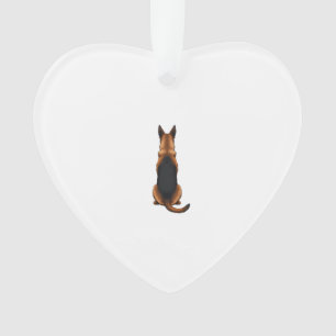 Ornamento Ilustração de Cão Vista Traseira do Pastor Alemão