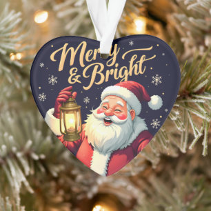 Ornamento Ilustração do Papai Noel Alegre e Radiante Seguran