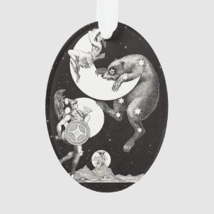 Ornamento Ilustração Noturna do Deus do Universo da Lua Cele