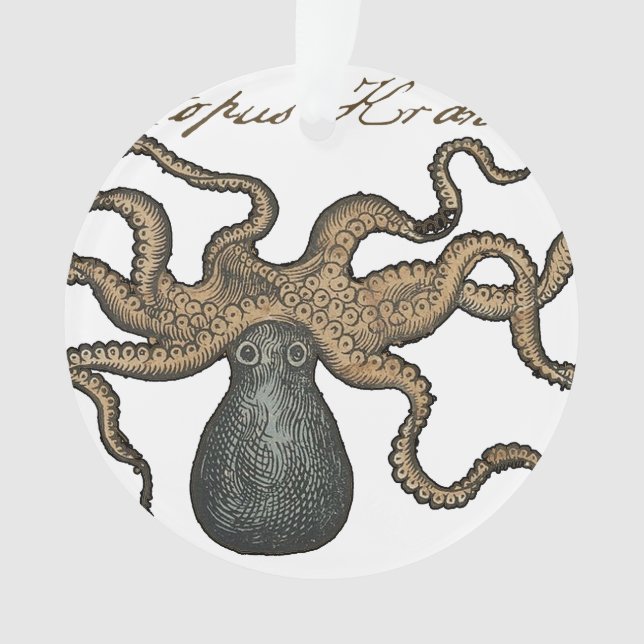 Ornamento Ilustração Octopus Kraken Vintage (Frente)