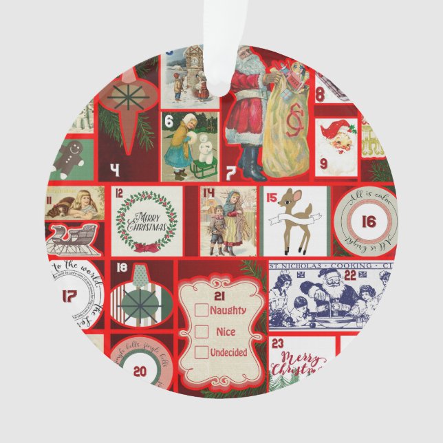 Ornamento Ilustração Quadrada do Bloco de Natal Adventício A (Frente)