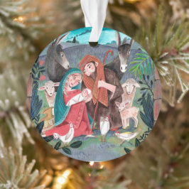 Ornamento Ilustração religiosa de Natal adorável do presépio
