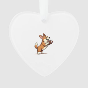 Ornamento Ilustração Retro Desportiva de Cão de Futebol Corg