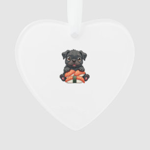 Ornamento Ilustração Vetorial de Sushi de Pug Preto Fofo Vin