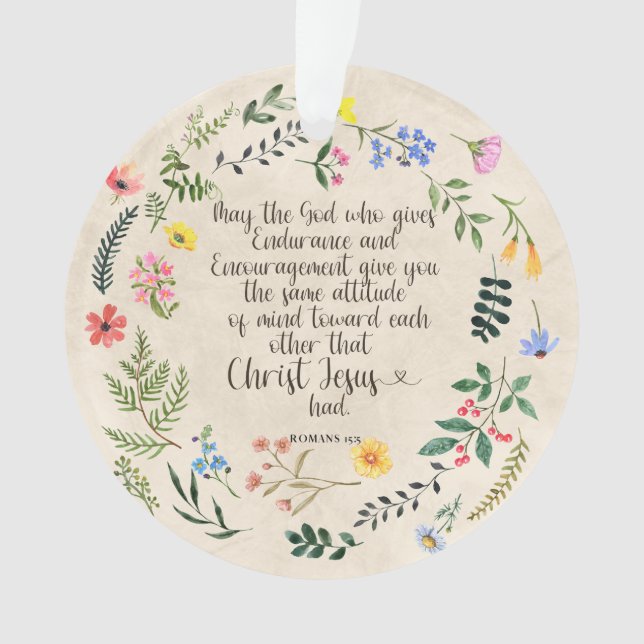 Ornamento Imagem do versículo da Bíblia de Romanos 15:5 (Frente)