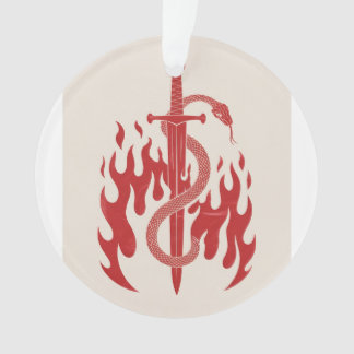 Ornamento Impressão de Arte Risograph de Cobra e Espada | Ch