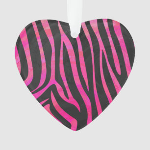 Ornamento Impressão de zebra preto e rosa quente