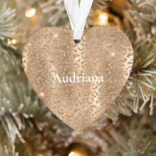 Ornamento Impressão Leopardo com Glitter Dourada