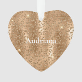 Ornamento Impressão Leopardo com Glitter Dourada