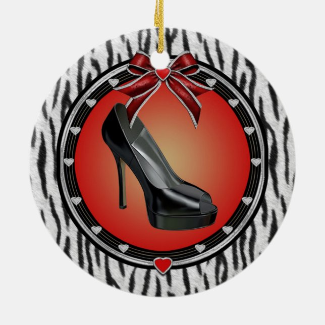 Ornamento Impresso de Black Stiletto Zebra (Traseira)