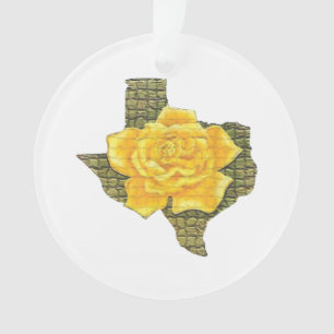 Ornamento Incrível Rosa Amarela Da Flor De Padrão Do Texas