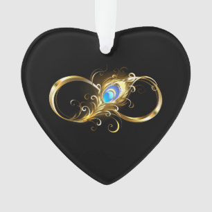 Ornamento Infinidade com a pena Pavão de Ouro