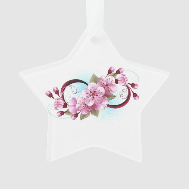 Ornamento Infinidade com Flores de Flor Sakura (Frente)
