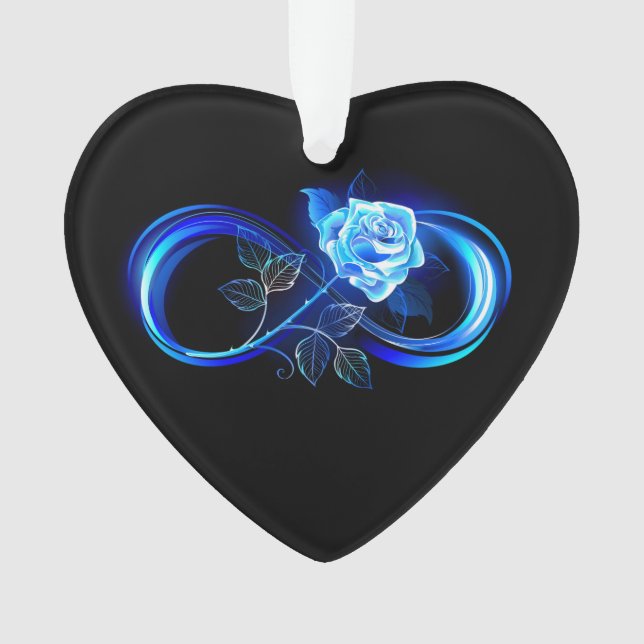 Ornamento Infinito brilhante com rosa azul (Frente)