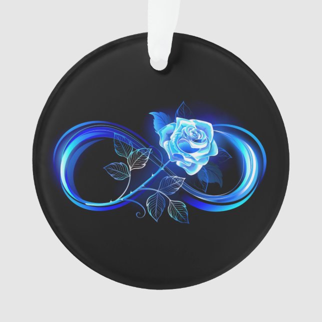 Ornamento Infinito brilhante com rosa azul (Frente)