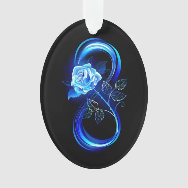 Ornamento Infinito brilhante com rosa azul (Frente)