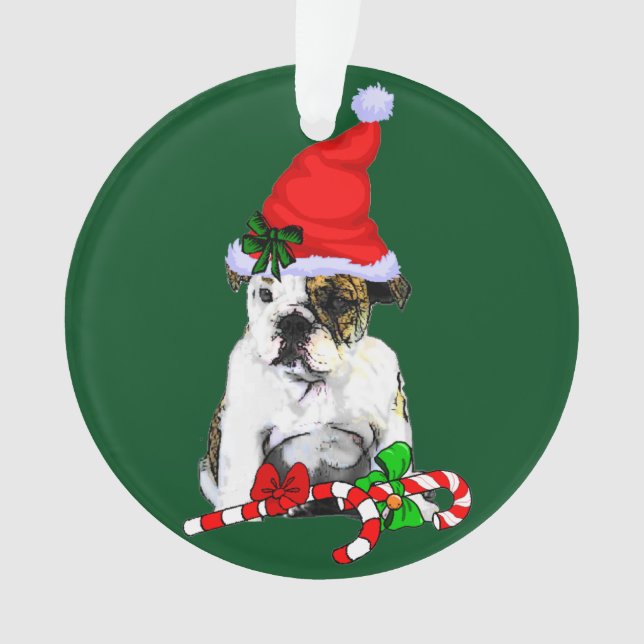 Ornamento Inglês Buldogue Christmas (Frente)