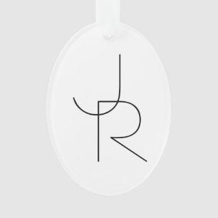 Ornamento Iniciais Sobrepostos Modernos 2 Preto em branco