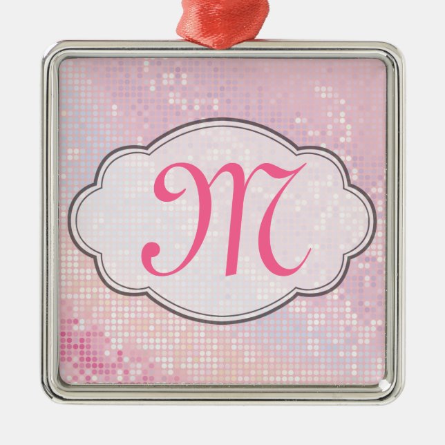 Ornamento Inicial do Monograma Rosa Rosa Girly Bli (Frente)
