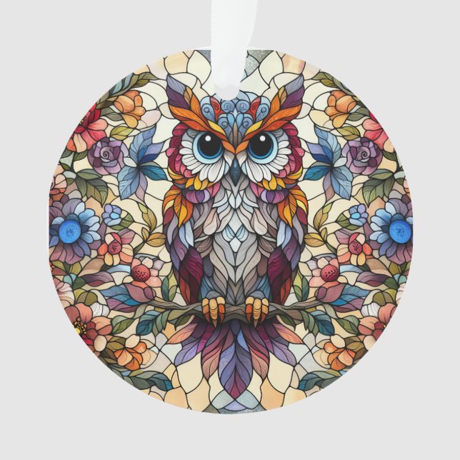 Ornamento Inspirado em Vitral de Coruja  (Frente)