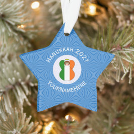 Ornamento Irish Angel Hanukkah Flag Personalizado