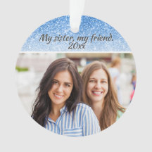 Irmã Elegante Blue Glitter 2 fotos laterais