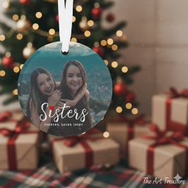 Ornamento Irmãs Ligadas pelo Coração Foto Lembrança Branco