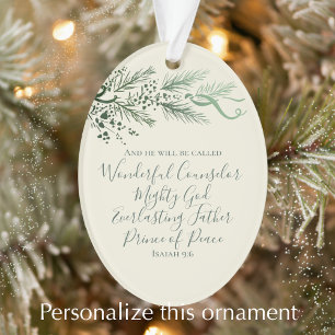 Ornamento Isaías 9:6 Presente de Natal Personalizado de Pinh