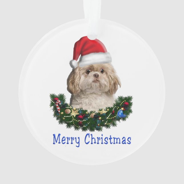 Ornamento Itens de Natal do Shih-Tsu Dog (Verso)