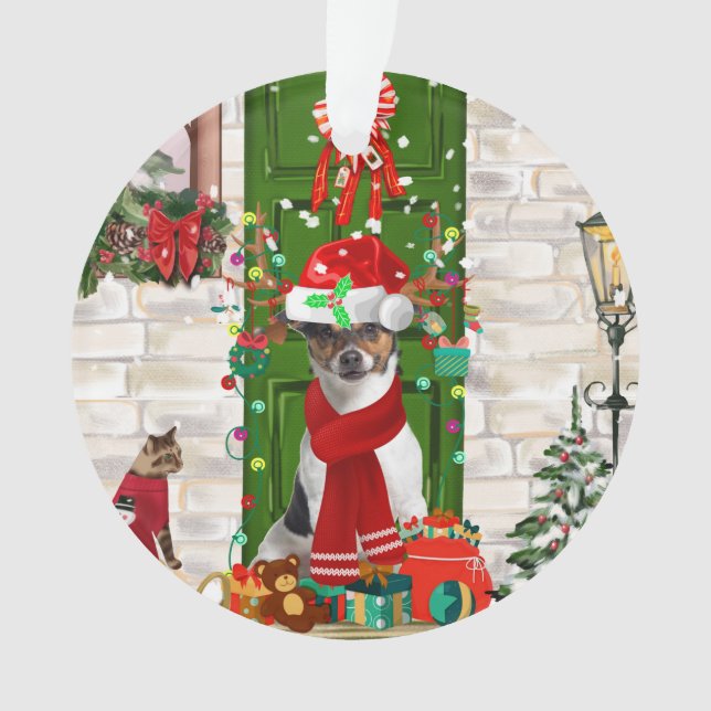 Ornamento Jack Russell Dog Natal (Frente)