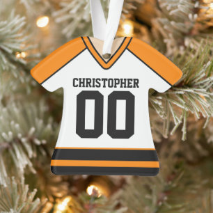 Ornamento Jersey de hóquei personalizado branco/laranja/pre