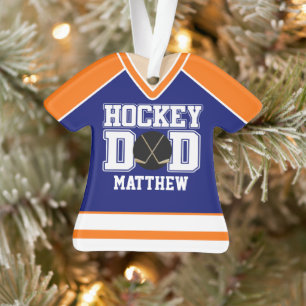 Ornamento Jersey Pai de Hóquei Personalizado Azul/Laranja