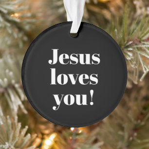 Ornamento Jesus ama você! Estilo de tipo retro-moderno