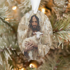 Ornamento Jesus o Bom Pastor Segurando o Cordeiro