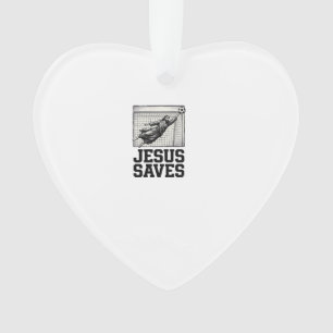 Ornamento Jesus Salva Camisa de Gravura Vintage de Goleiro d