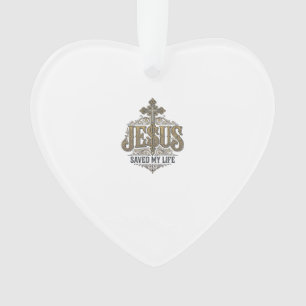 Ornamento Jesus Salvou Minha Vida Estampa Vintage Cristã Sh