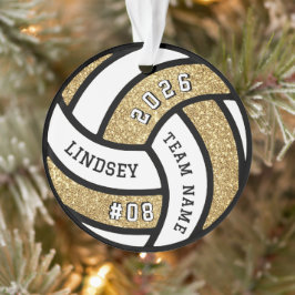 Ornamento Jogador da Equipe de Voleibol Dourado Gliter Natal