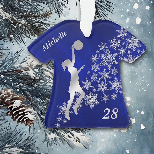 Ornamento Jogador de Basquete Silver Snowflake (Criador carregado)