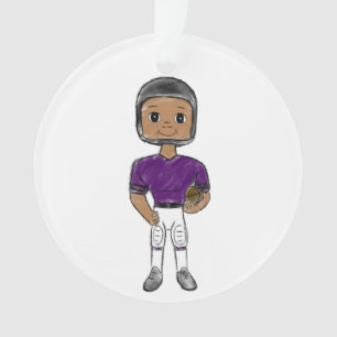 Ornamento jogador de futebol retrô vintage roxo preto simple