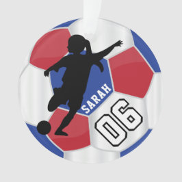 Ornamento Jogador de futebol vermelho, azul, preto & branco