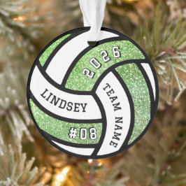 Ornamento Jogador de Voleibol Gliter Verde no Natal