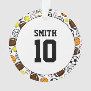 Ornamento Jogadores de Bolas Desportivas Nome Número Criança
