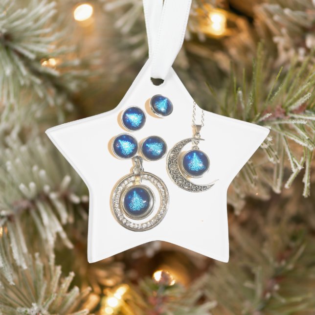 Ornamento Joias de Natal Árvore azul clara Lua clara (Árvore)